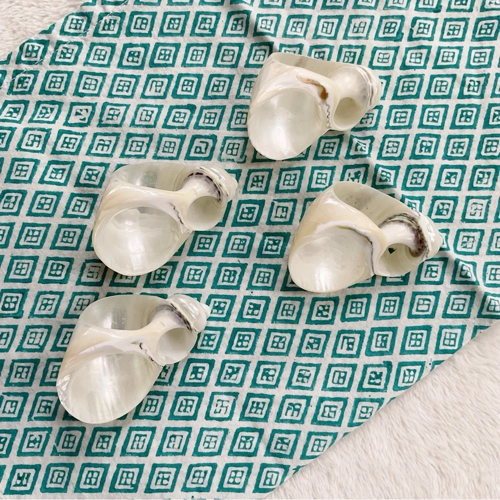 Vintage Shell Napkin Rings Set of 4 Coastal Beach Decor 1970s Seashell